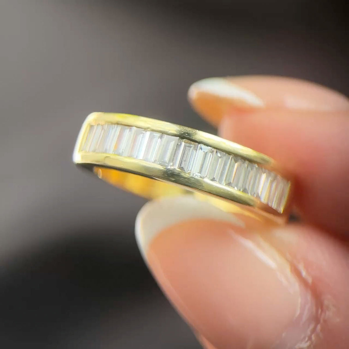 Channel Set 0.75ct Baguette Cut Diamond Half Eternity Band Ring