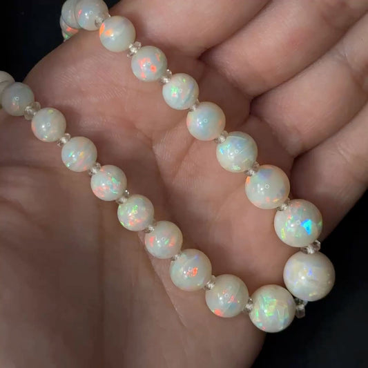 Edwardian Antique Opal Bead Necklace