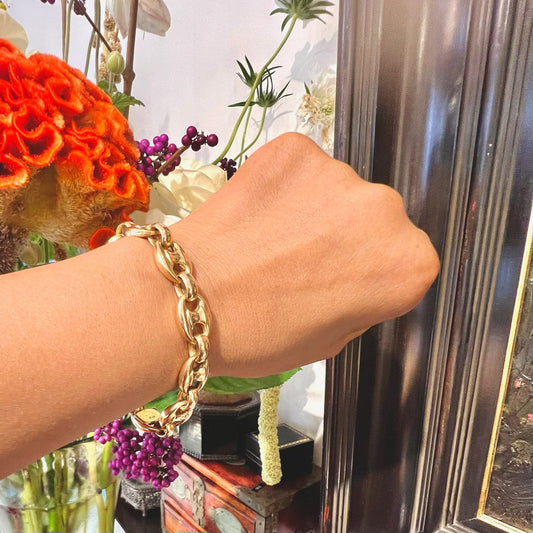 Vintage 18ct Yellow Gold Coffee Bean Link Bracelet