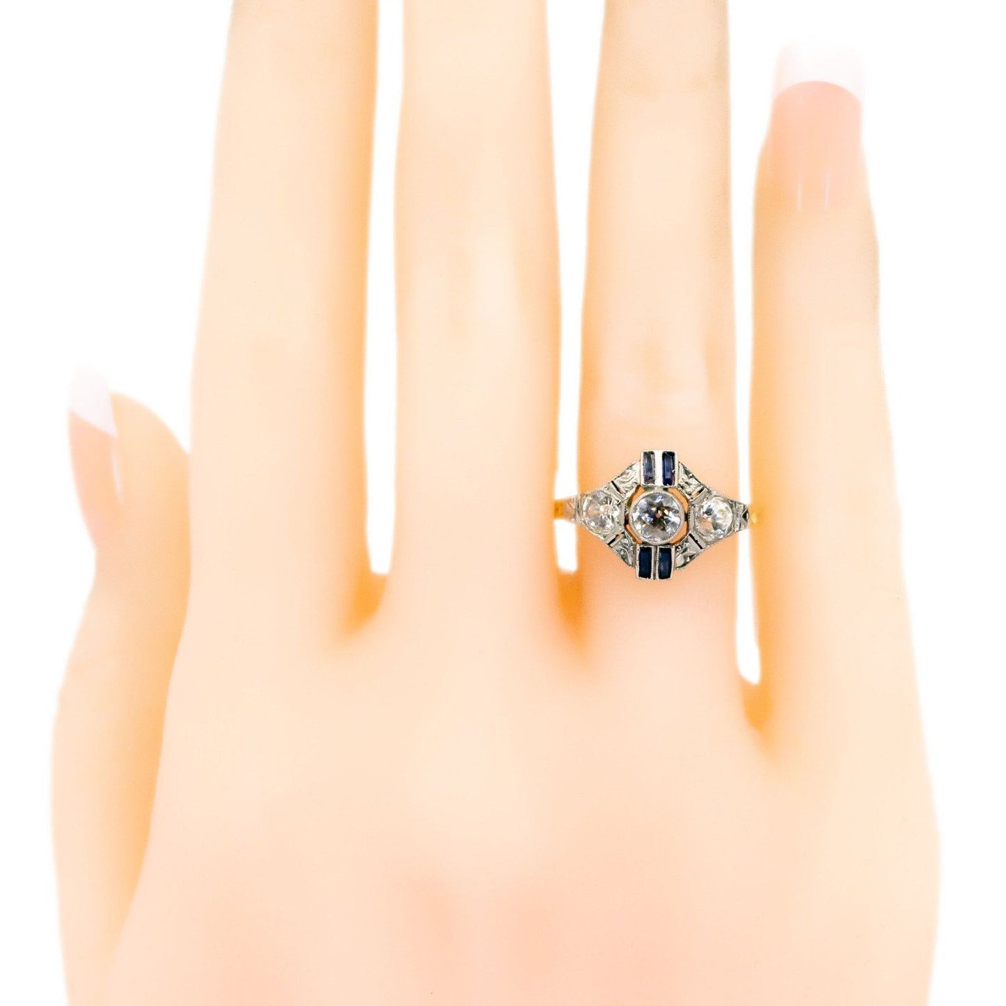 Art Deco sapphire and diamond engagement ring