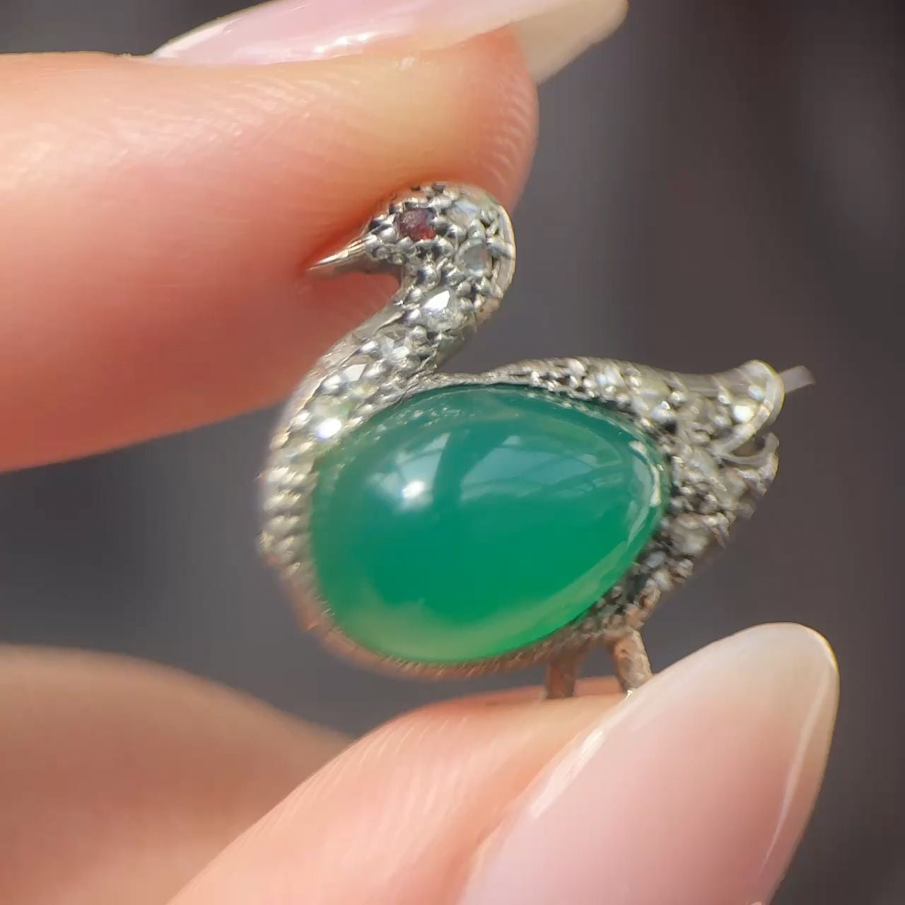 Edwardian Antique Multi Gemstone Duck Brooch