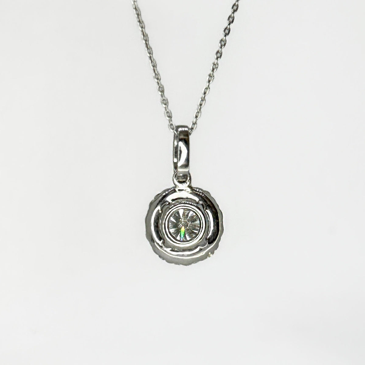 Brilliant Cut 0.84ct Diamond Halo Cluster Pendant