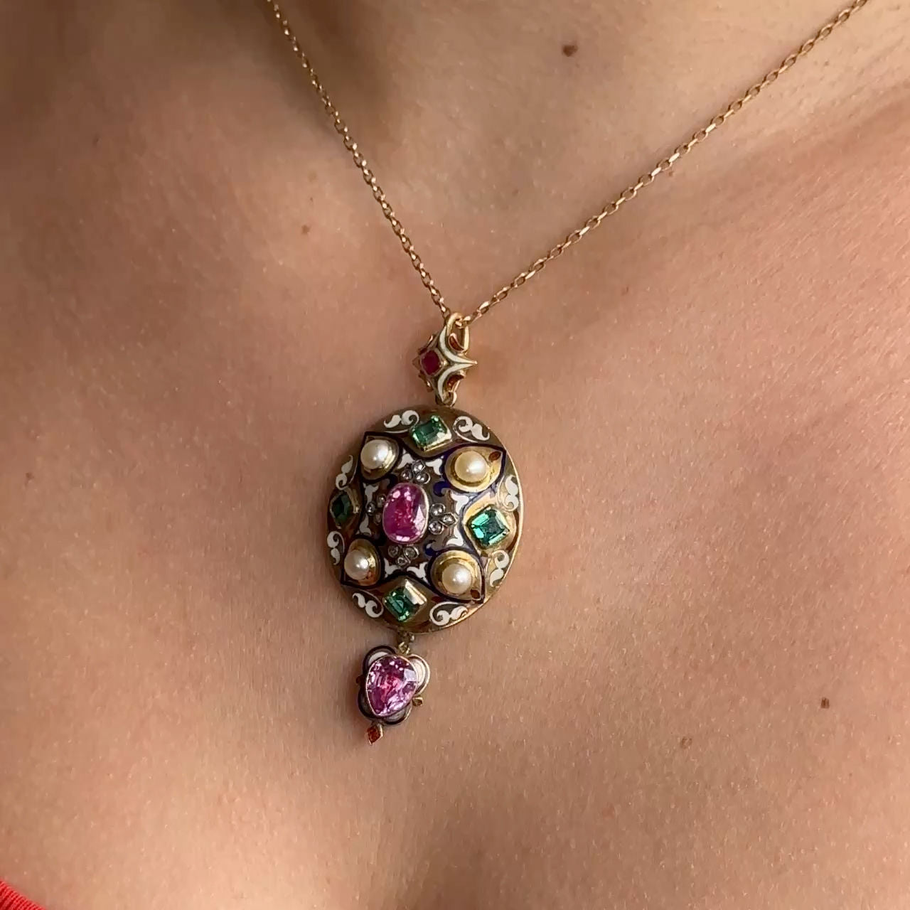 Victorian Holbeinesque Multi-Gem Pendant