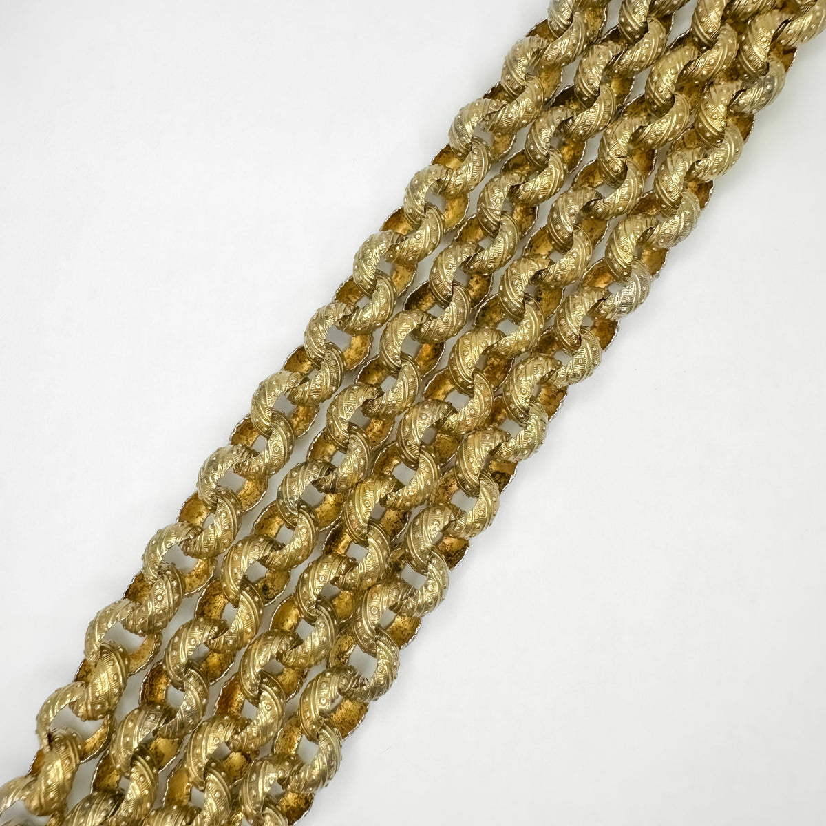 Georgian Antique Fancy Link Guard Chain Necklace with Turquoise Clasp