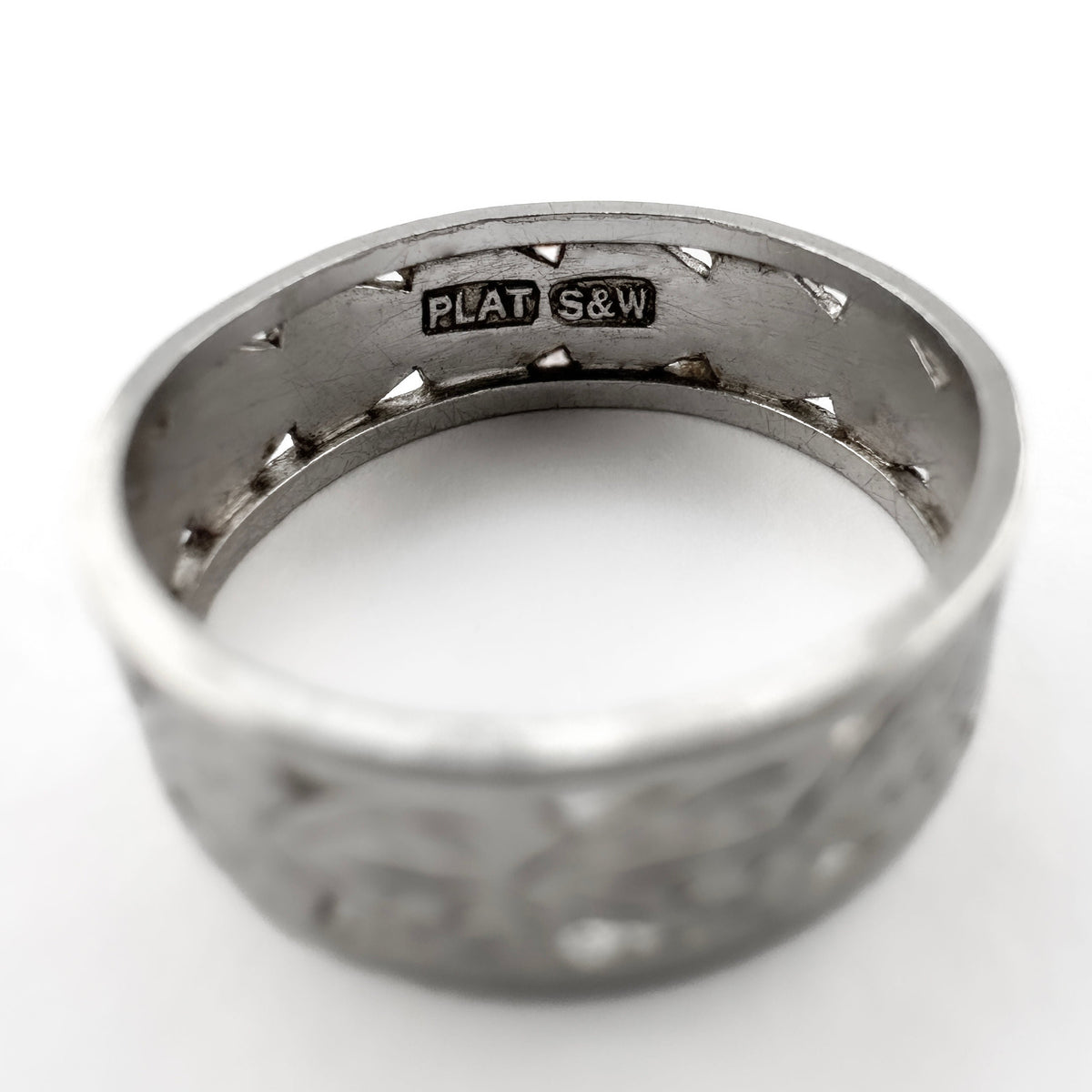 Antique Vintage Art Deco Pierced Platinum Wedding Band Ring