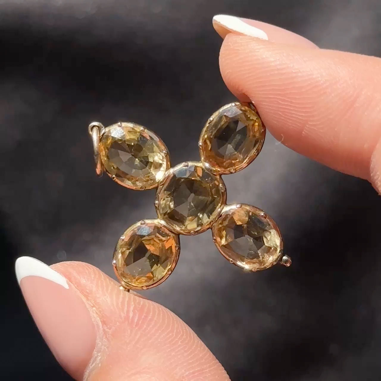 Victorian Antique Topaz Cross Pendant, Circa 1880