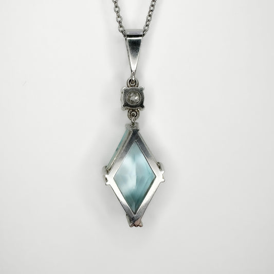 Aquamarine and Diamond Drop Pendant