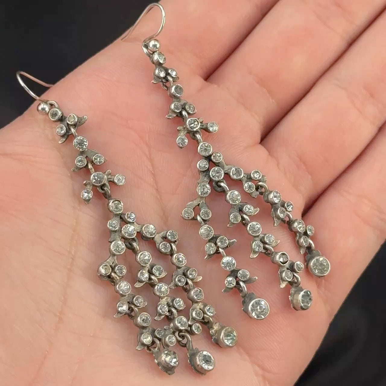 Edwardian Antique Paste Chandelier Drop Earrings