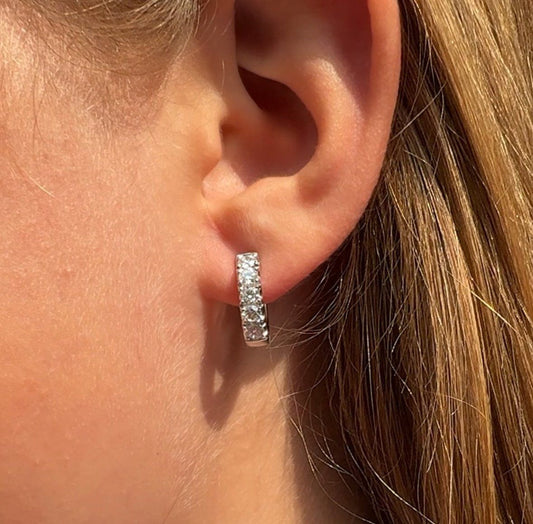 18 Carat White Gold Brilliant Cut Diamond Creole Hoop Earrings, 1.00 Carat