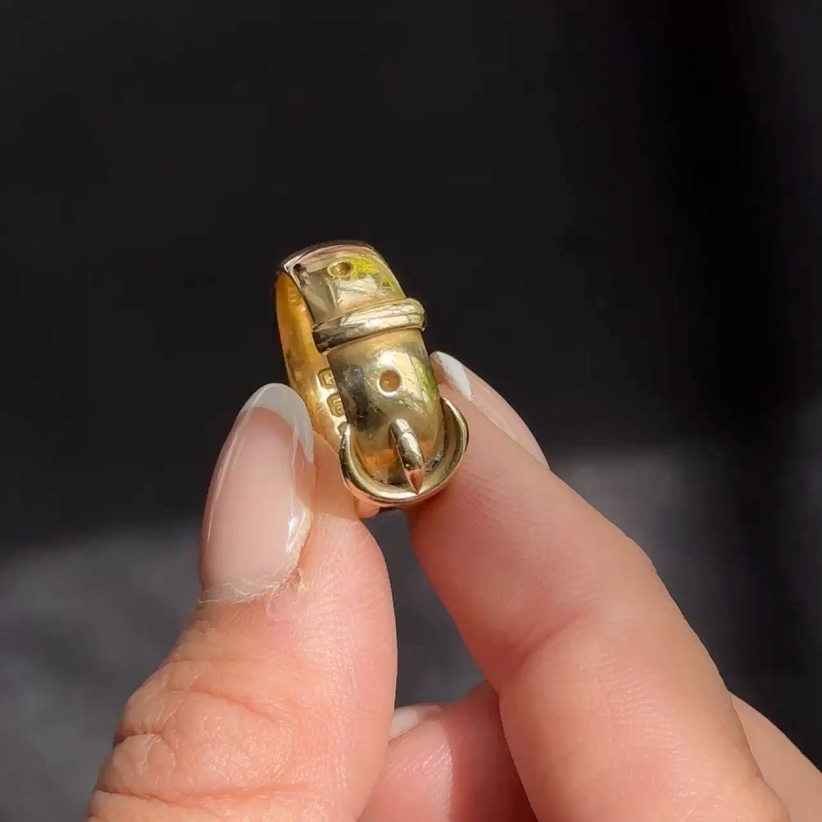 Victorian Antique 18ct Yellow Gold Buckle Ring, Birmingham 1891