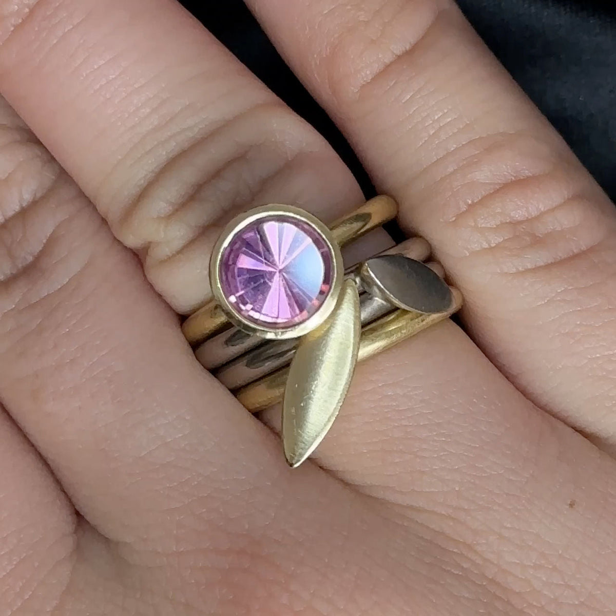 Louise O'Neill 4 Pink Tourmaline Stacking Rings