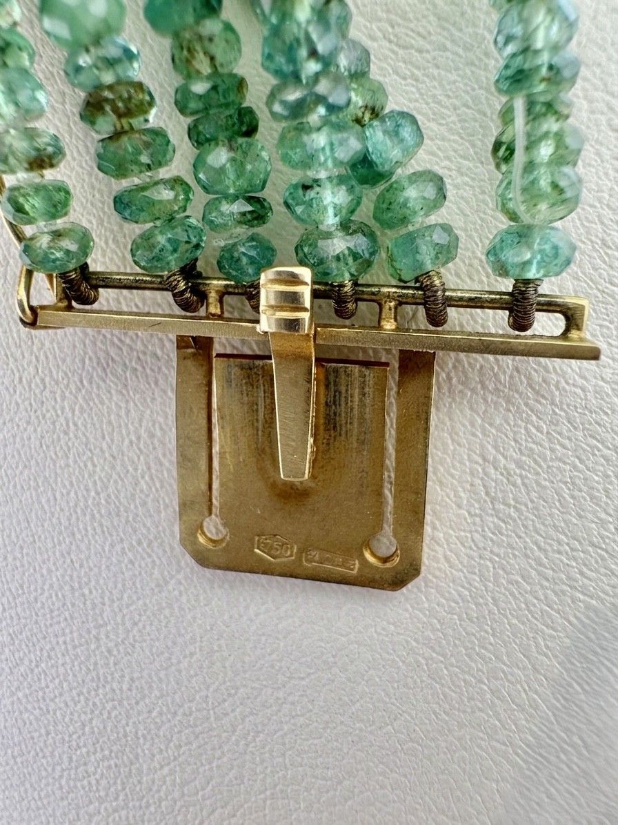 Vintage Italian 600.00 Carat Emerald Multi-strand Necklace with Precious Clasp
