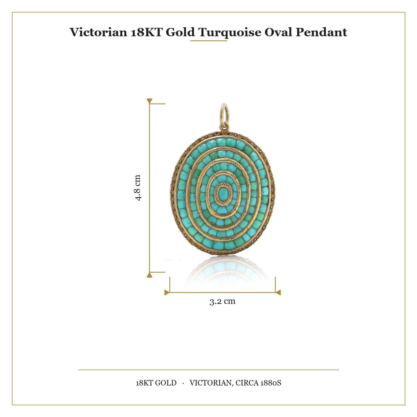 Victorian 18 Carat Yellow Gold Turquoise Oval Pendant, Circa 1880