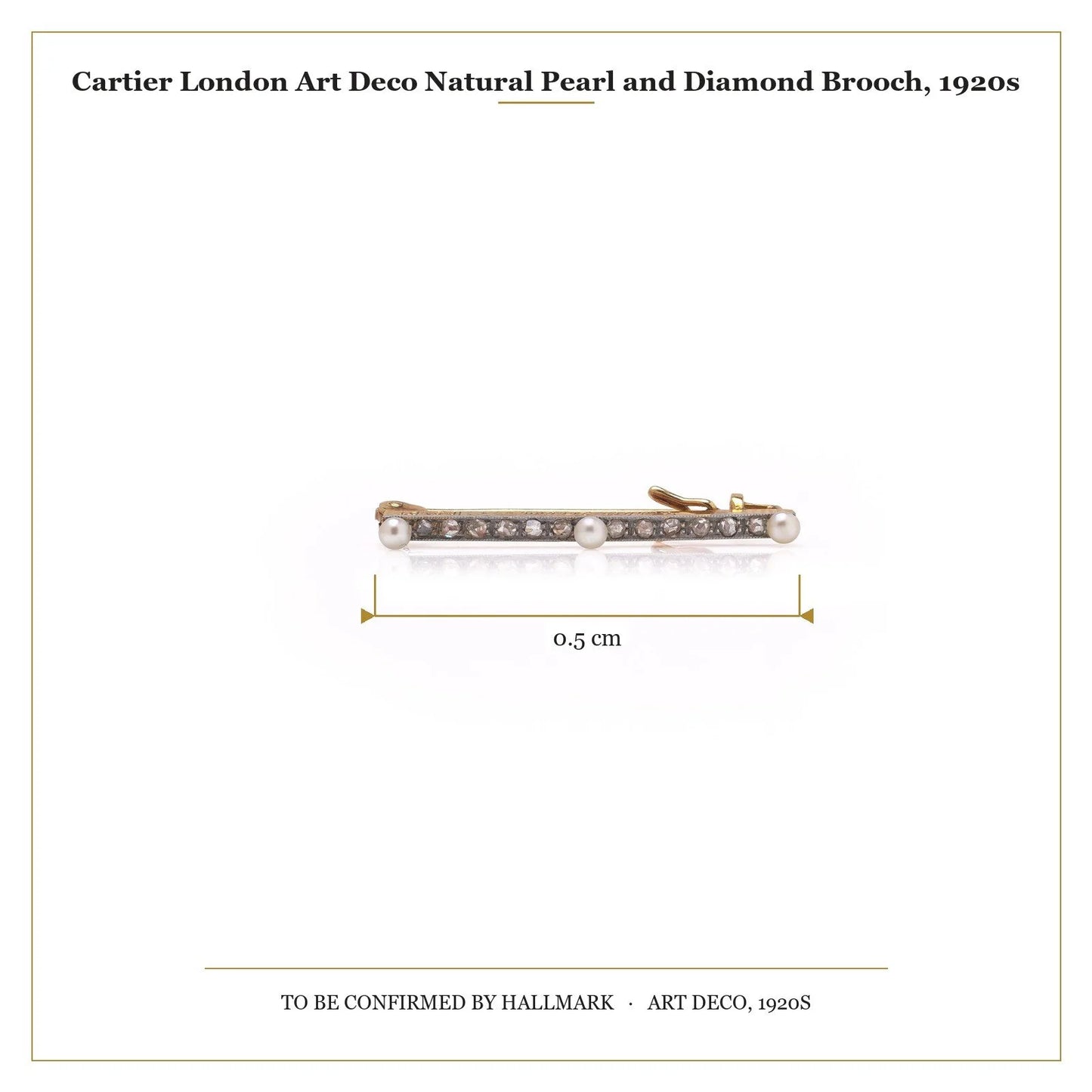Cartier London Art Deco Natural Pearl and Diamond Brooch, Circa 1920s