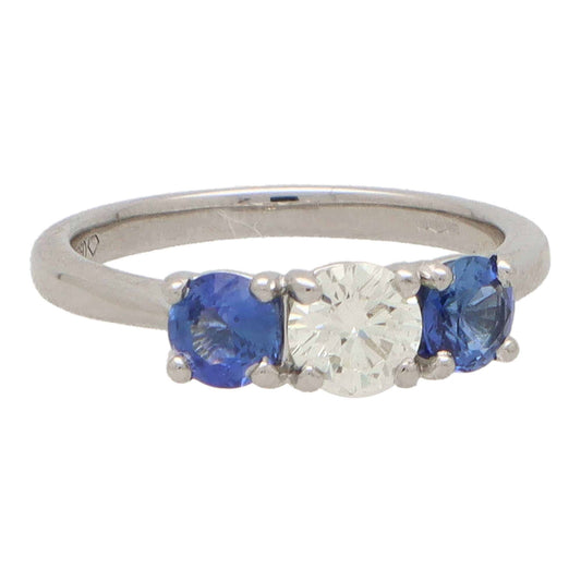Diamond and Sapphire Reverse Three Stone Engagement Ring