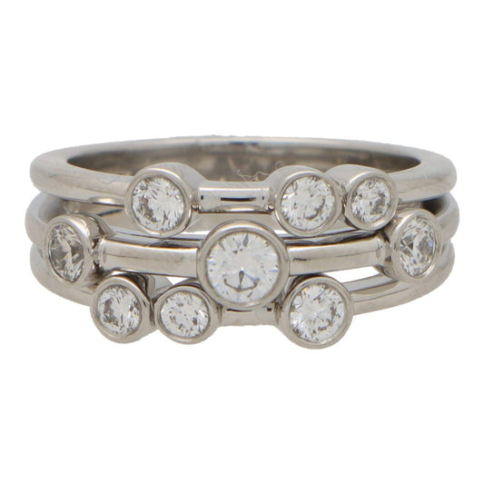 Contemporary Diamond Bubble Ring In Platinum