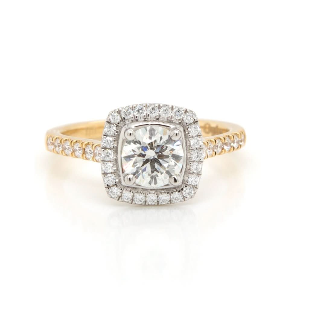 Jewellery 18ct Gold and Platinum Diamond Cluster Ring with Diamond-set Shoulders, 0.70cts H SI1