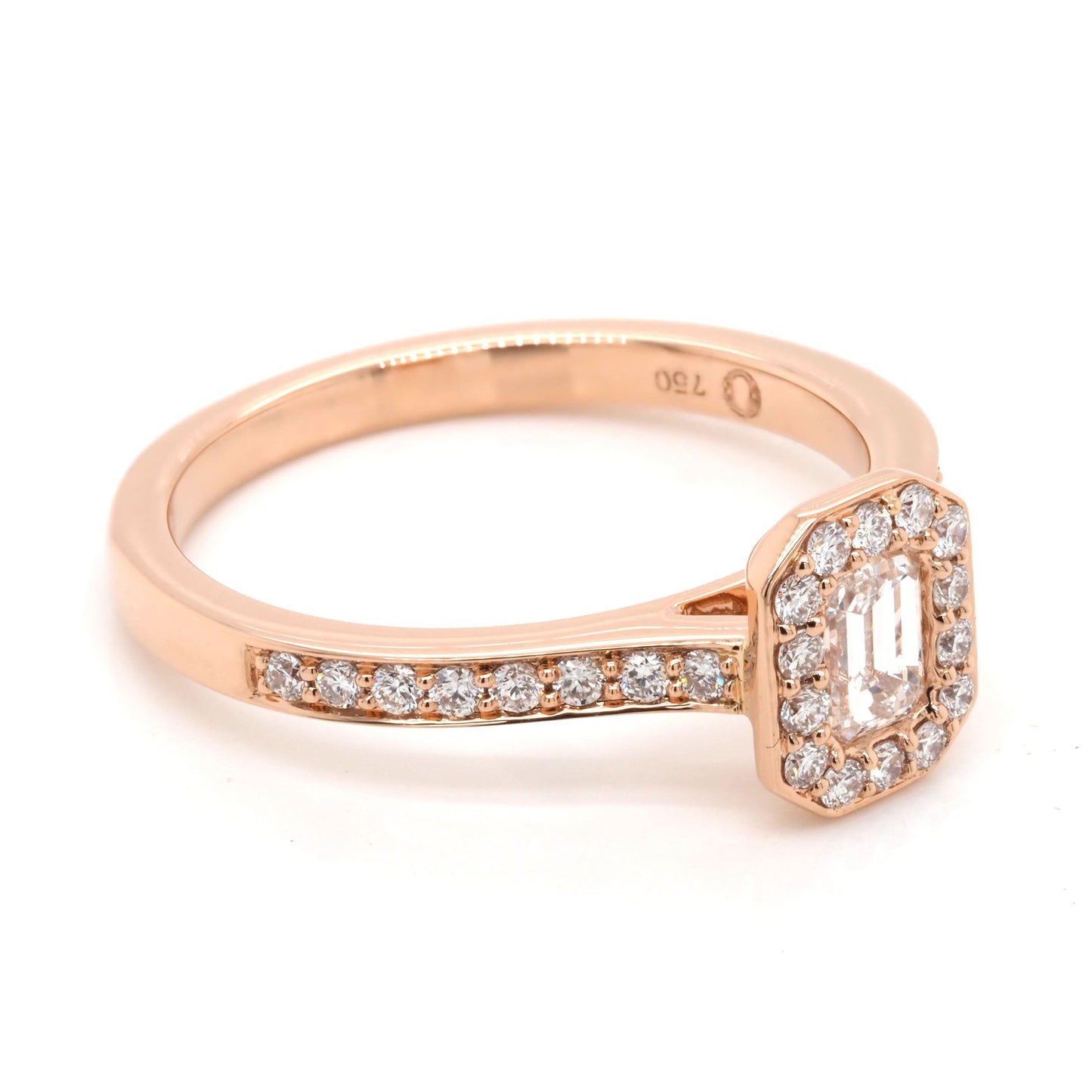 Jewellery 18ct Rose Gold Emerald-Cut Diamond Cluster Ring