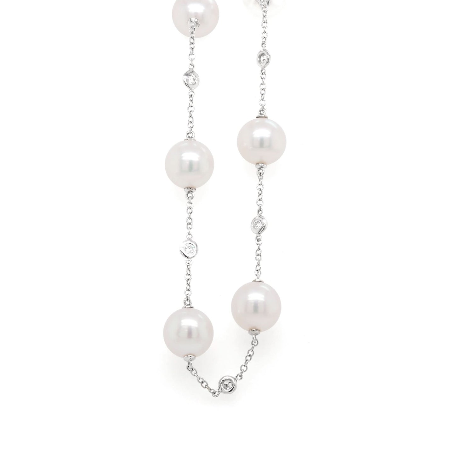Jewellery 18ct White Gold Akoya Pearl and Diamond Bracelet