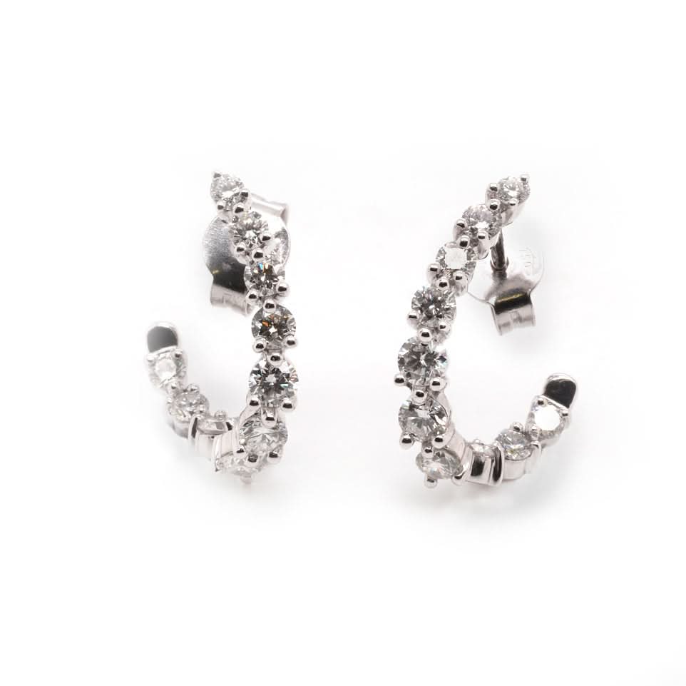 Jewellery 18ct White Gold and Diamond Half Hoop Earrings