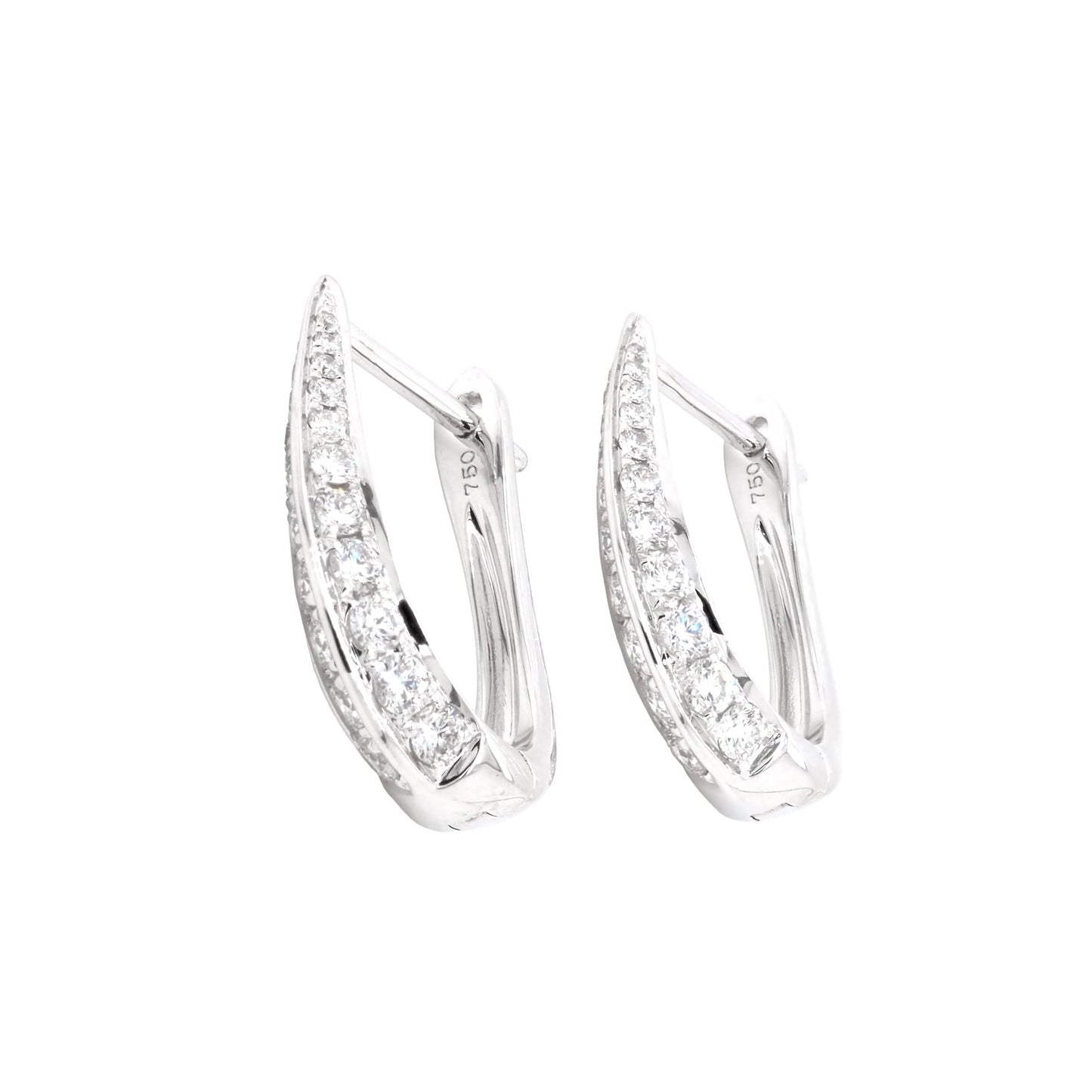 A pair of white gold diamond set hinged hoop earrings