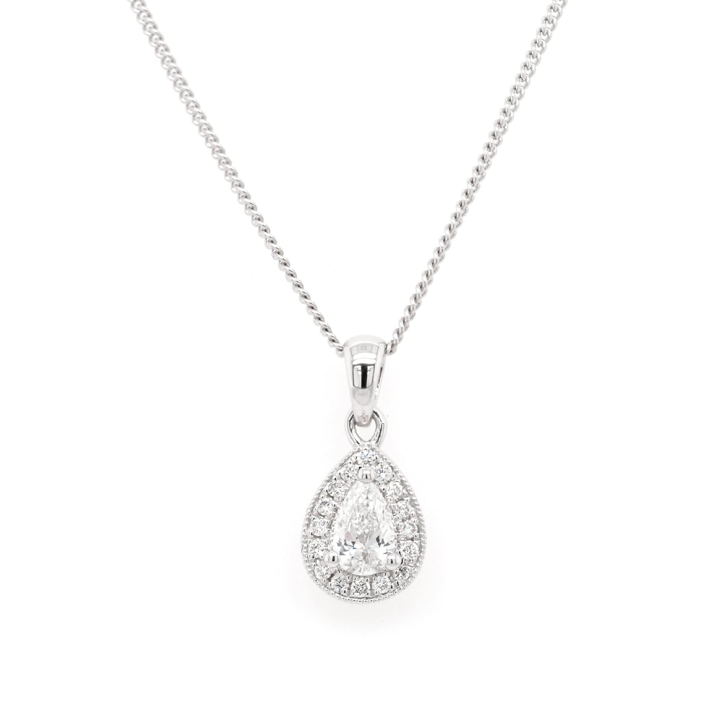 Jewellery 18ct White Gold Pear-cut Diamond Cluster Pendant