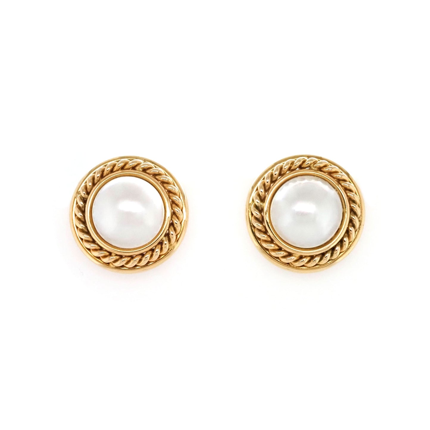18 Carat Yellow Gold Mabé Pearl Earrings