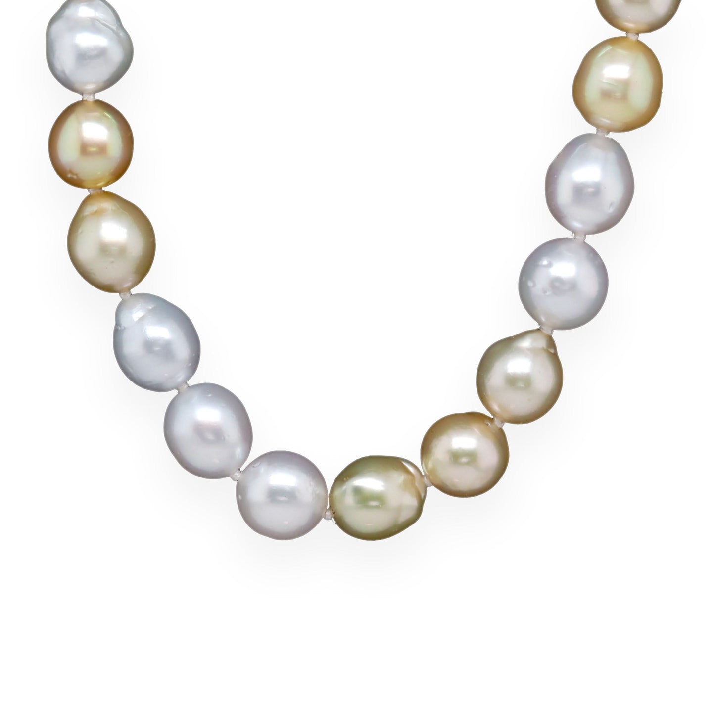 Jewellery 18ct Yellow Gold White and Gold South Sea Pearl Necklace with Ball Clasp