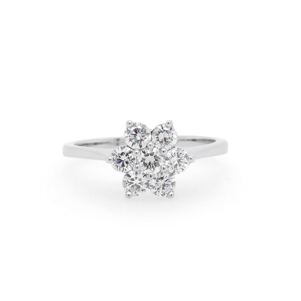 Jewellery A Platinum Diamond Flower Cluster Ring
