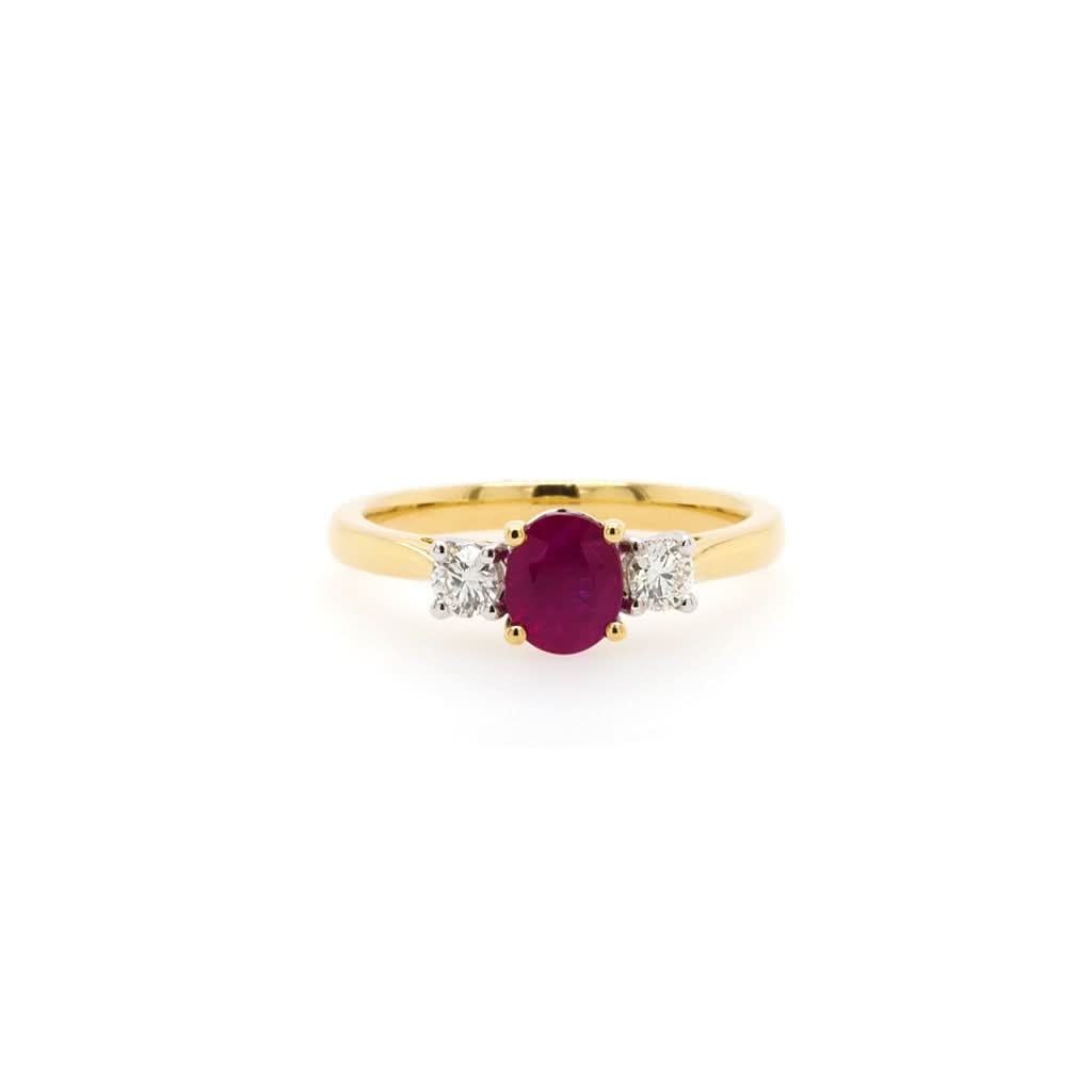 Jewellery An 18ct Yellow Gold Ruby and Diamond Engagement Ring
