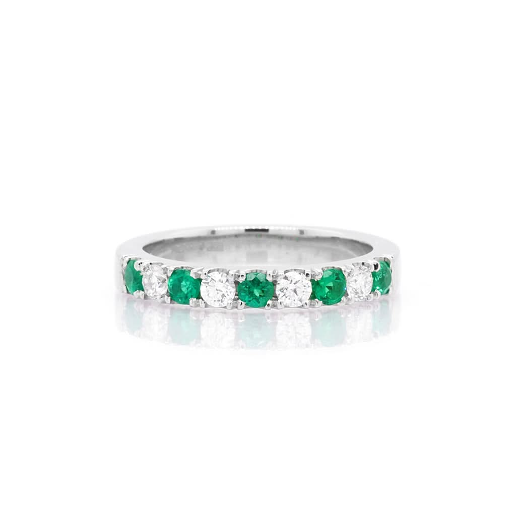Jewellery Platinum Emerald and Diamond Half Eternity Ring