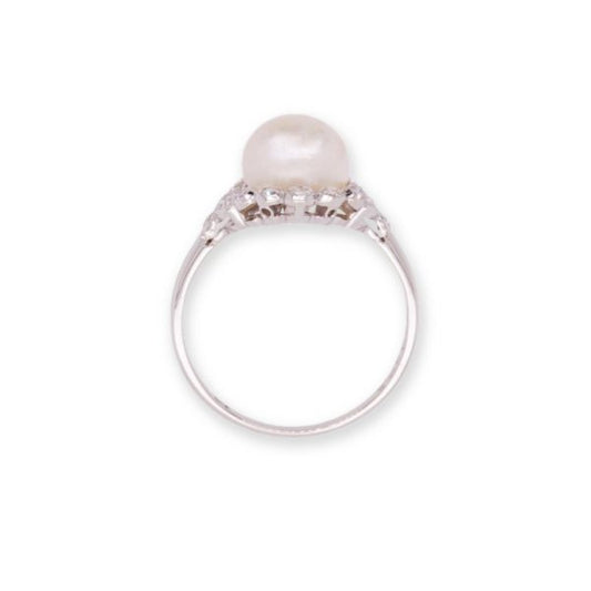 Vintage Pearl Diamond and Platinum Cluster Ring, 0.20 carats