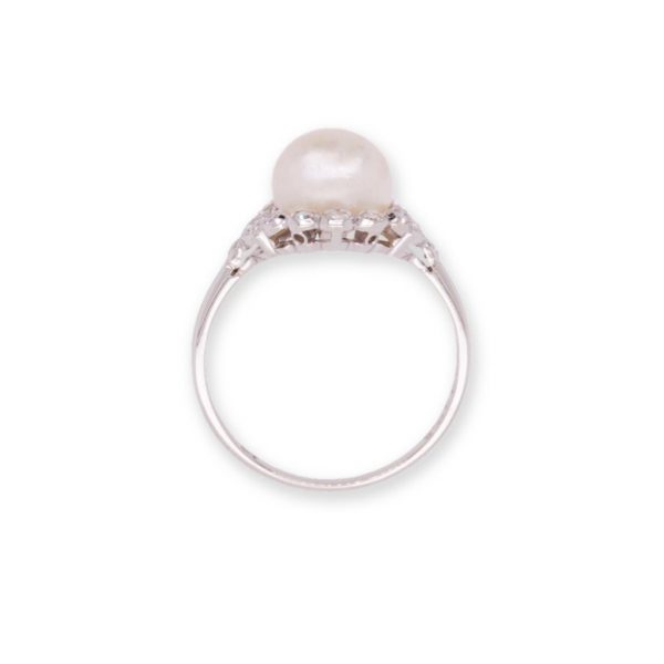 Vintage Pearl Diamond and Platinum Cluster Ring, 0.20 carats
