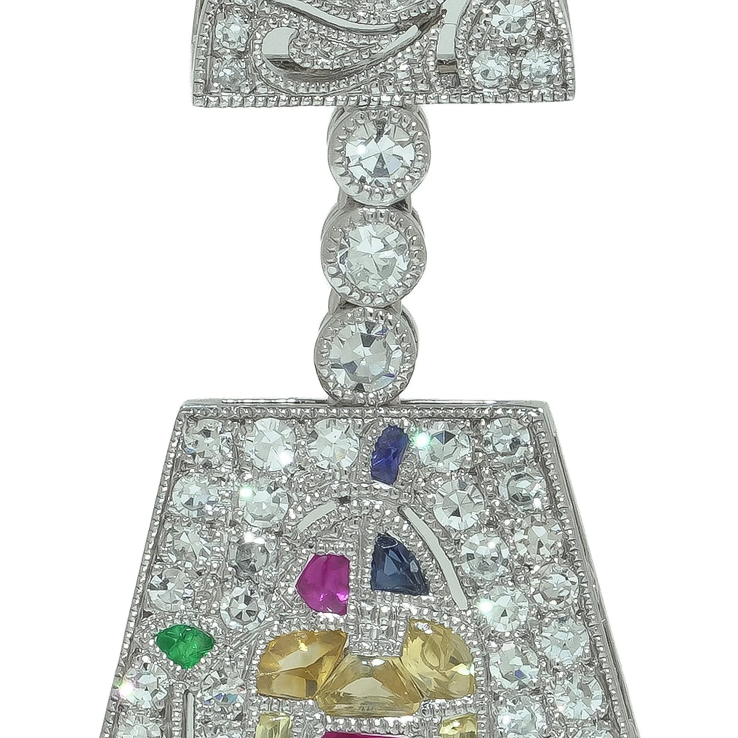 Platinum Art Deco Egyptian Revival Gemset Pendant