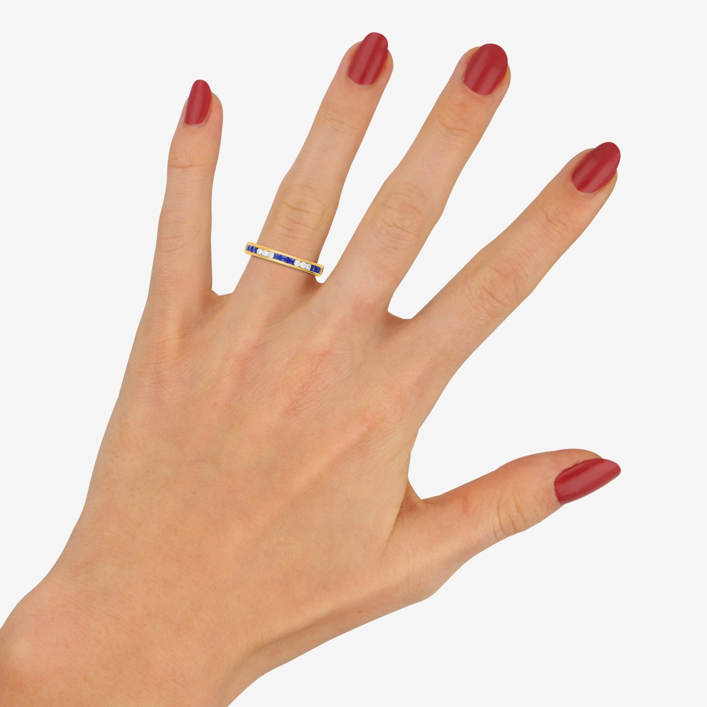 18 Carat Yellow Gold Sapphire And Diamond Eternity Ring