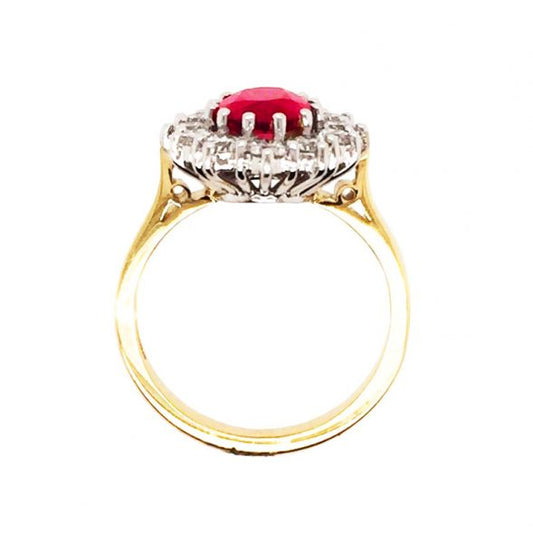 Ruby and Diamond Cluster Ring, 2.77 carat total, 18ct Gold