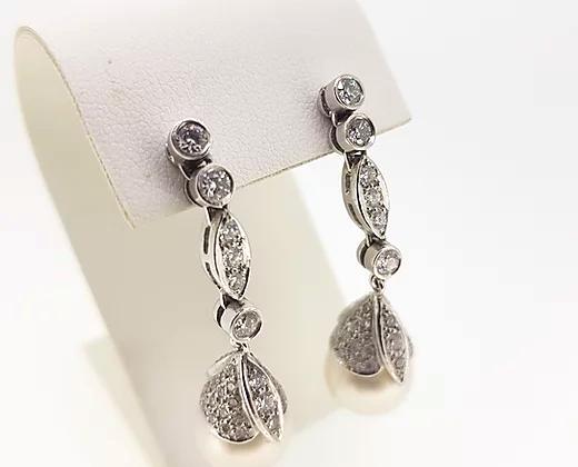 Southsea Pearl and 2.50cts Diamond Drop Earrings in 18ct White Gold