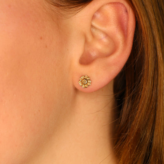 Tudor Rose Earrings In 9 Carat Rose Gold