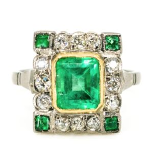 Art Deco ring Antique Art Deco Emerald and Diamond Ring jewellery