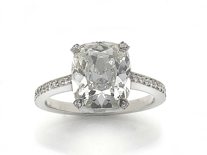 Engagement Cushion cut diamond ring 4 carats jewellery discovery