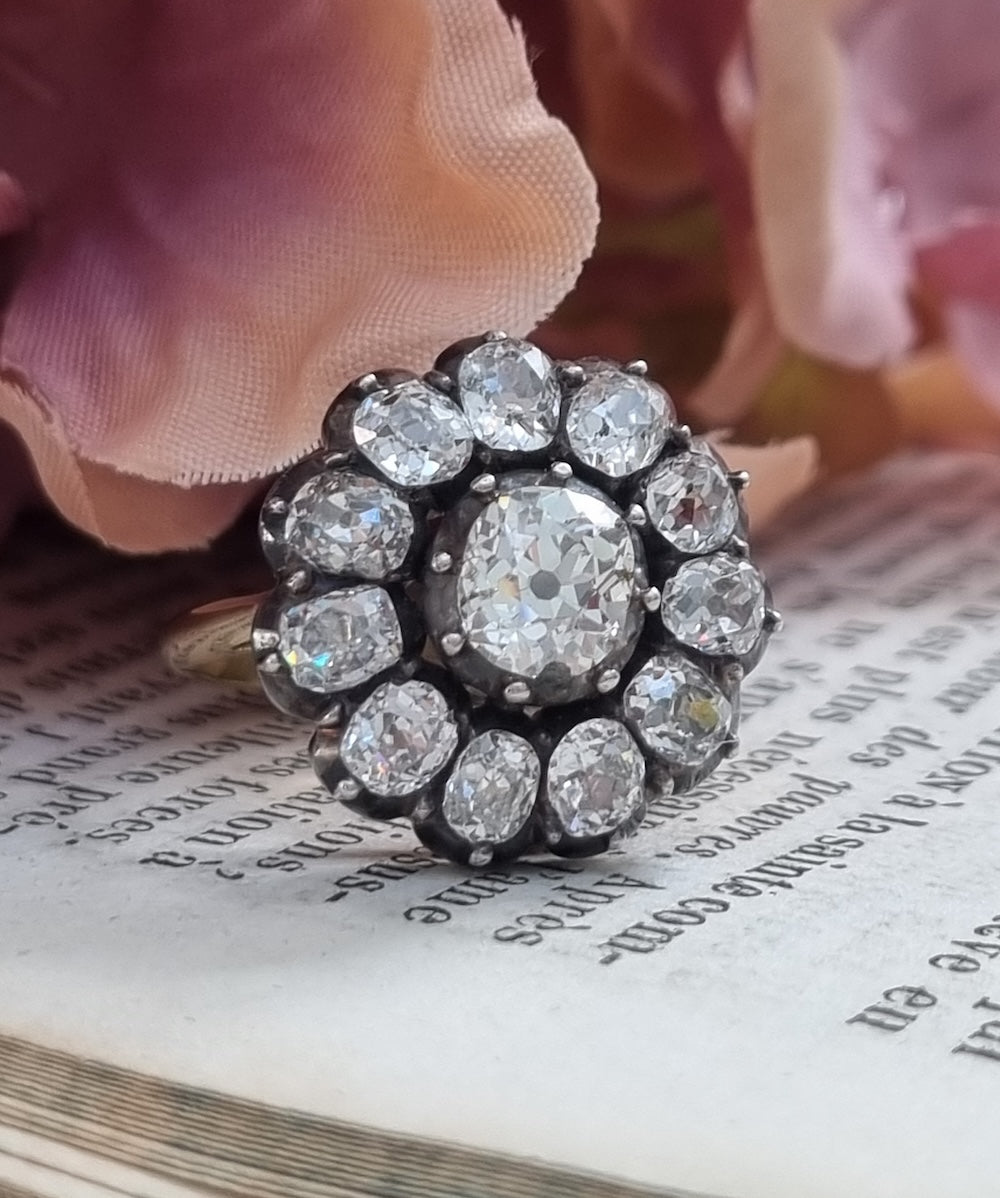 Antique Rings UK Art Deco 1.97ct Old European Cut Diamond Solitaire Engagement Ring with Baguette Shoulders