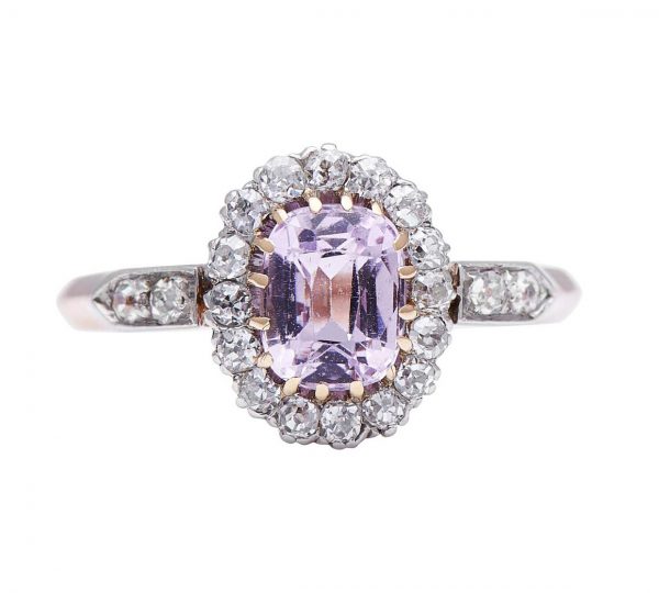 Pink sapphire Antique ring Cluster oval shape