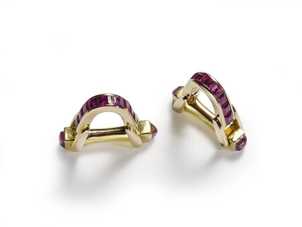 Vintage cufflinks Vintage ruby cufflinks gold 1940's calibre cut stirrups