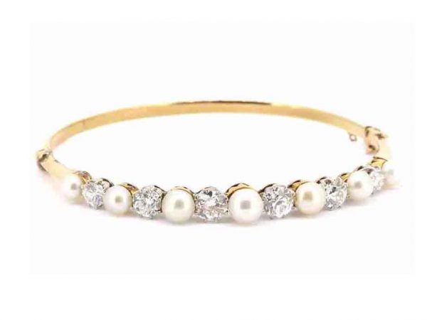 Edwardian diamond gold bracelet bangle