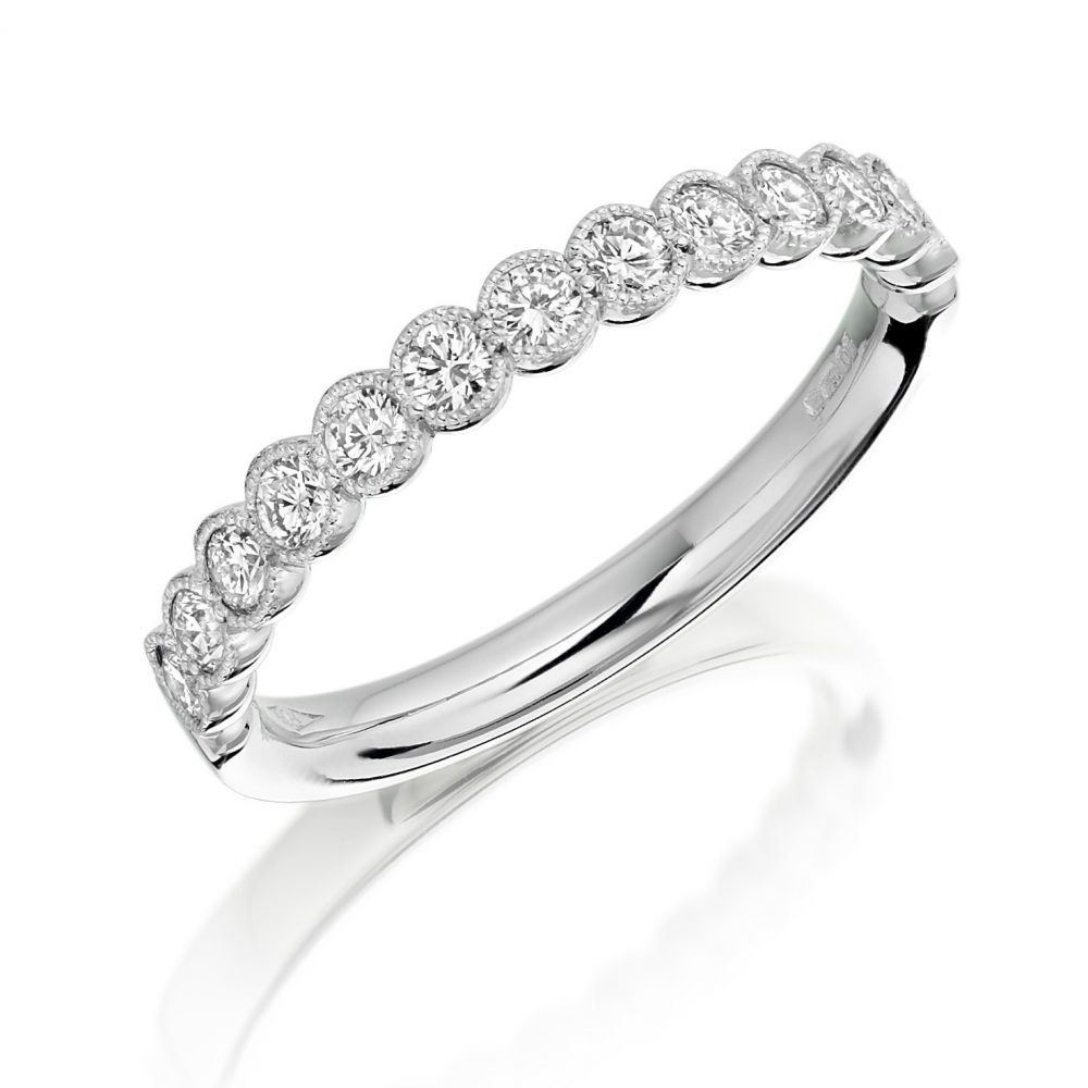 0.33ct Diamond Millegrain Set Half Eternity Ring