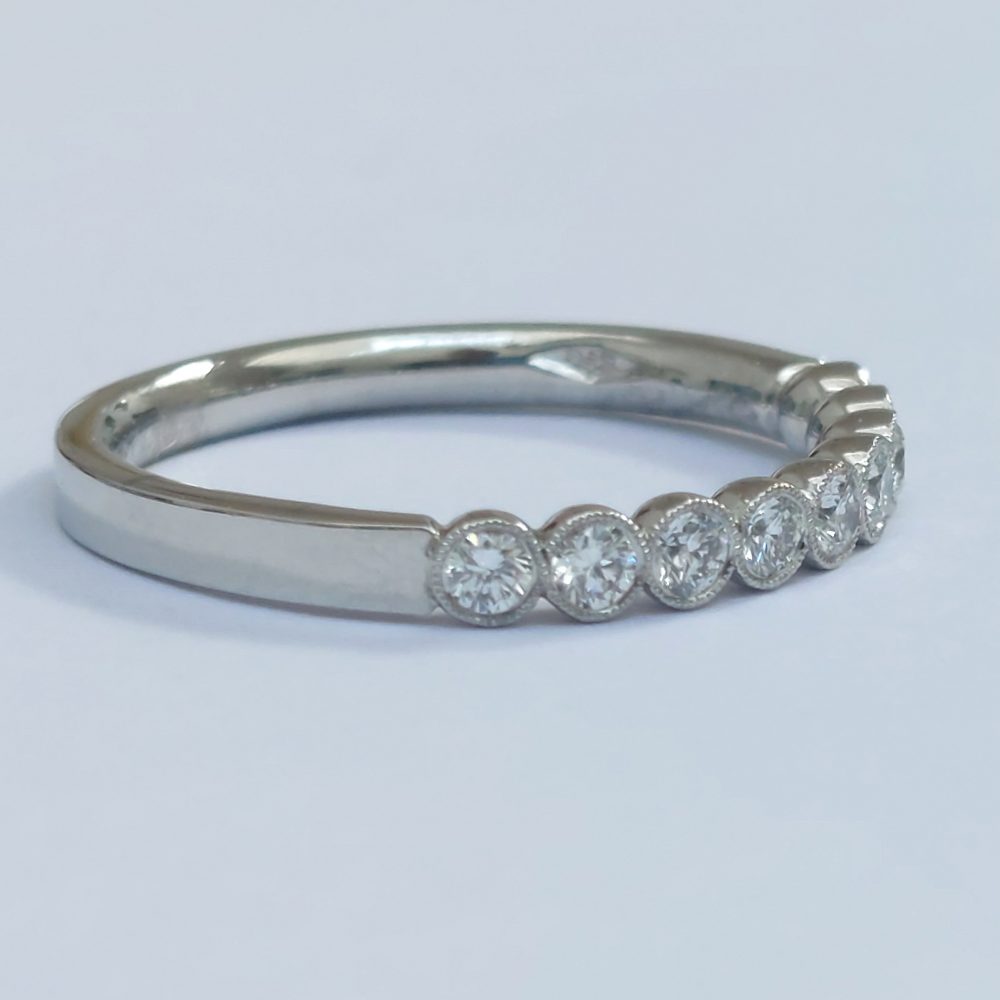 Nine Stone Diamond Millegrain Set Half Eternity Ring, 0.33ct
