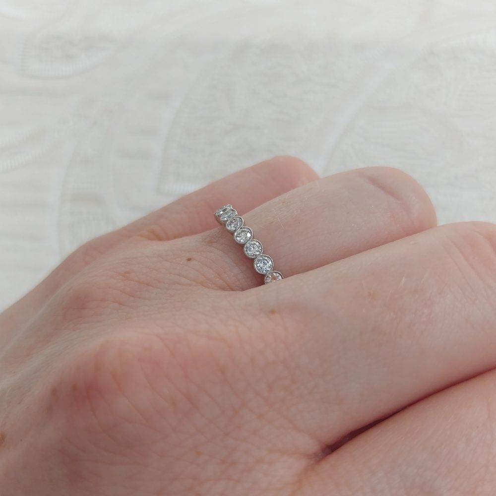 Nine Stone Diamond Millegrain Set Half Eternity Ring, 0.33ct