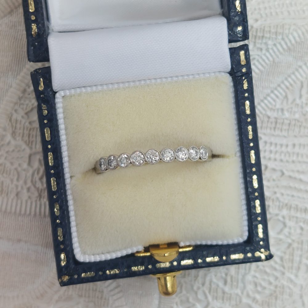 Nine Stone Diamond Millegrain Set Half Eternity Ring, 0.33ct