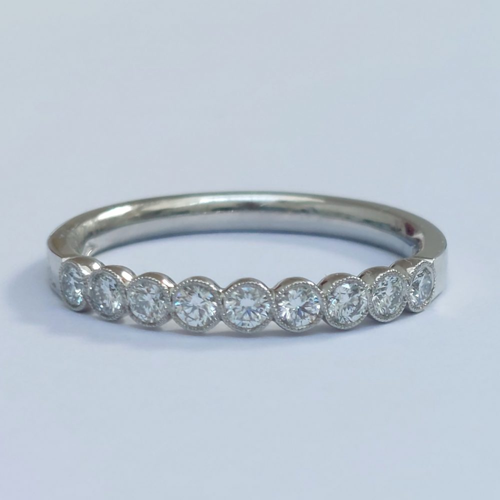 Nine Stone Diamond Millegrain Set Half Eternity Ring, 0.33ct