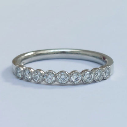 Nine Stone Diamond Millegrain Set Half Eternity Ring, 0.33ct